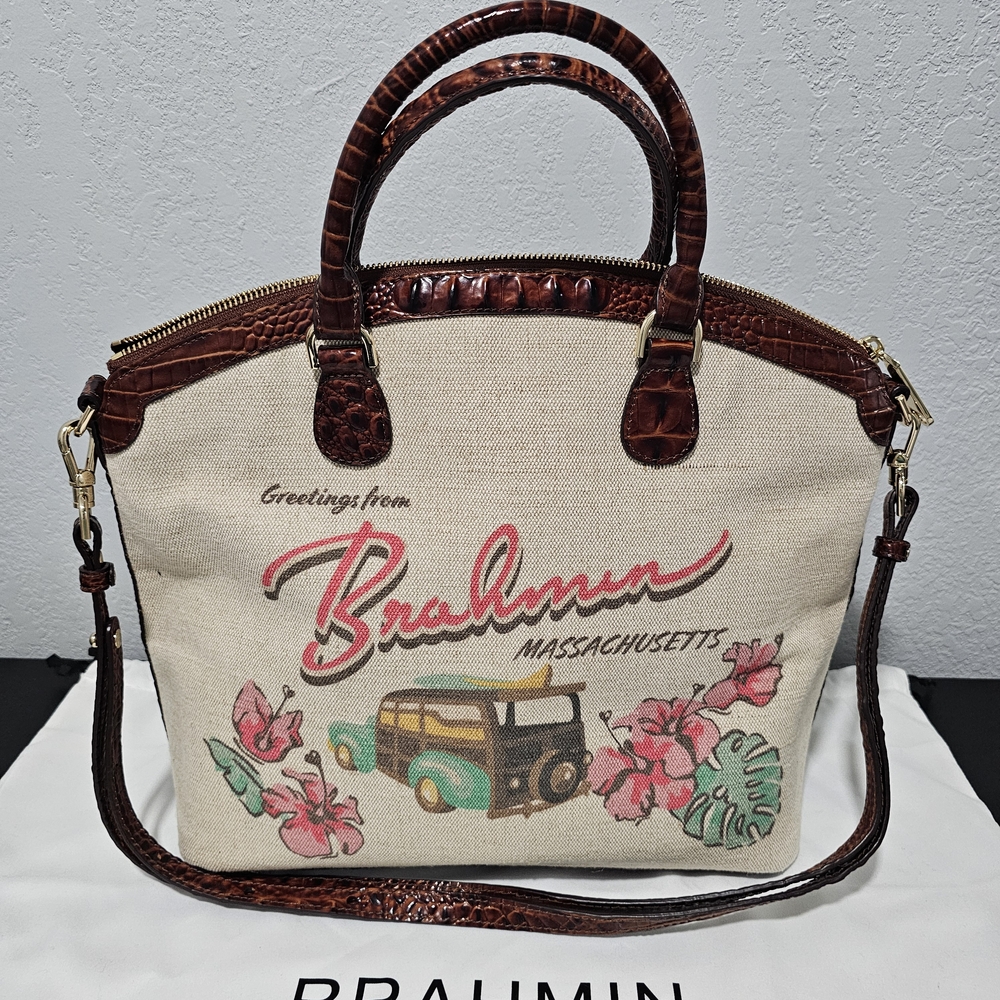 Brahmin Tan and Brown Leather Satchel Beautifully Design